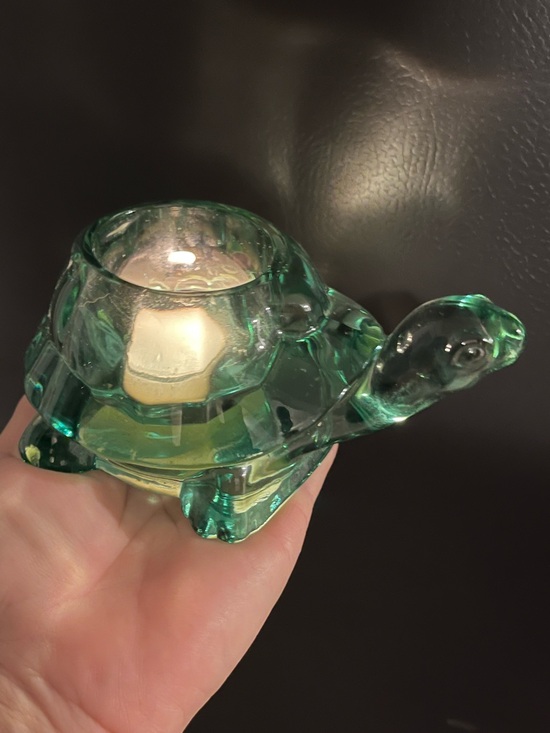 Other - Green Glass Turtle Tealight Candle Holder